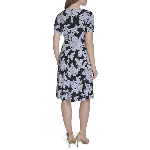 Image of Tommy Hilfiger Floral Ruche Empire Waist Fit-and-Flare