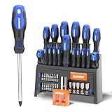 SORAKO 40 Pcs Screwdriver Set,Heavy Duty Chrome Vanadium Steel Made,Magnetic Screwdriver with Flathead and Phillips Heads and Storage Racks for Home,Office, and Farm Maintenance
