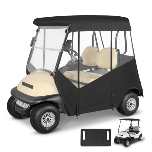 2 Passenger Golf Cart Enclosure for Club Car Precedent 2-Seater No Windshield Curtain 3-Sided Clear Windows Roll-up Door Mirror Zipper Waterproof Transparent Driving Rain Cover Black (with Seat Towel)