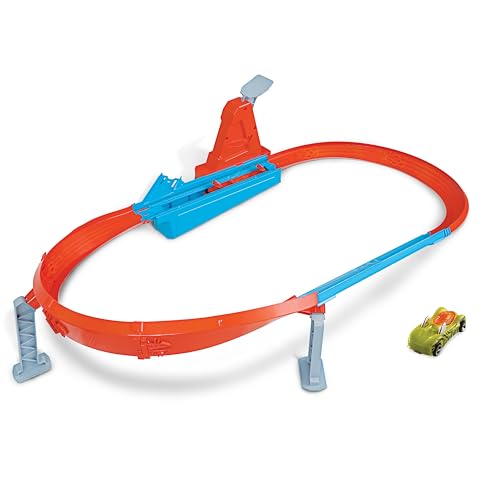 Hot Wheels Action Coffret La Piste des Champions Piste Ovale avec propulseur Une Petite Voiture de Course Incluse Jouet pour Enfant GJM75