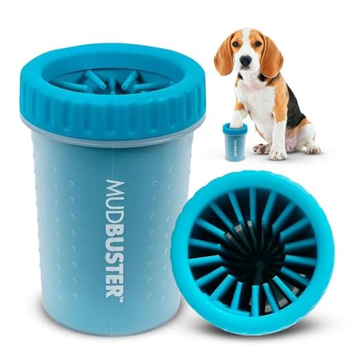 Dexas MudBuster Pfotenreiniger für Hunde, tragbar, Haustierbedarf und Zubehör, Größe M, Blau