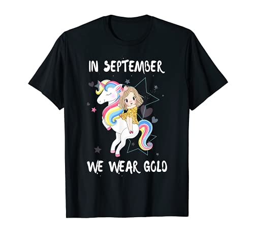 In September We Wear Gold Unicorn Childhood Cancer Awareness Camiseta