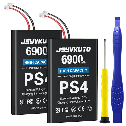 JSYVKUTO 2-Pack 6900mAh PS4 Battery with Repair Kit