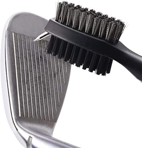 Golf Club Brush and Golf Groove Cleaner Sharpener Tool Set, Cleaning Sharpening Kit for Wedge Irons, Double Sided Brush with Spike for Cleaning Club Groove Zip-Line Clip Easy to Use and Attach to Golf Bag Ball Pouch