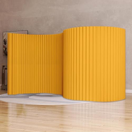 SAeWare Parete divisoria pieghevole in carta, divisorio per privacy, autoportante, leggero e portatile, per camera da letto, studio, ufficio, giallo, 180 x 700 ~ 800 cm