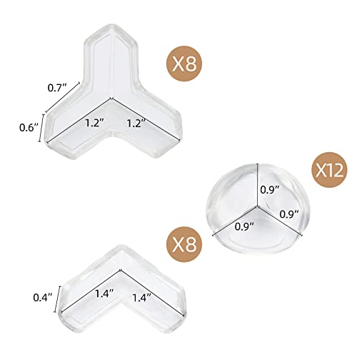 28 Pcs Clear Corner Protector - L, T, Round Shape Corner Guards & Bumpers to Cover Sharp Furniture & Table Edges for Baby Kid Toddler Safety