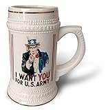 3dRose Vintage Onkel Sam I want you for the Army Steinbecher, 510 ml, 624 ml, Weiß