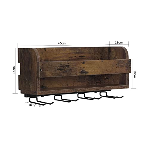 OROPY Wandmontage Hout 5 Flessen Wijnrek met 4 Stemware Glazen Houders, Vintage Wijnopslag Display Plank, voor Keuken… - Image 6