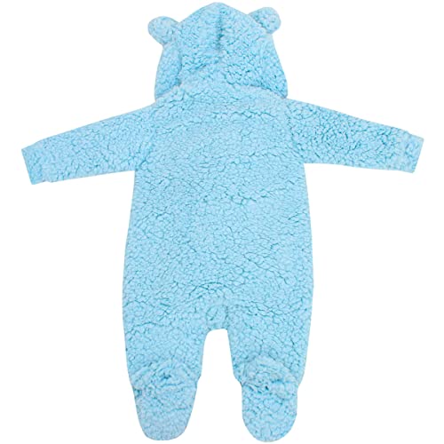 Macacão de Bebê Peluciado com Zíper e Capuz Miniciclo Ursinho Inverno Menino (RN (0-3 meses), azul)