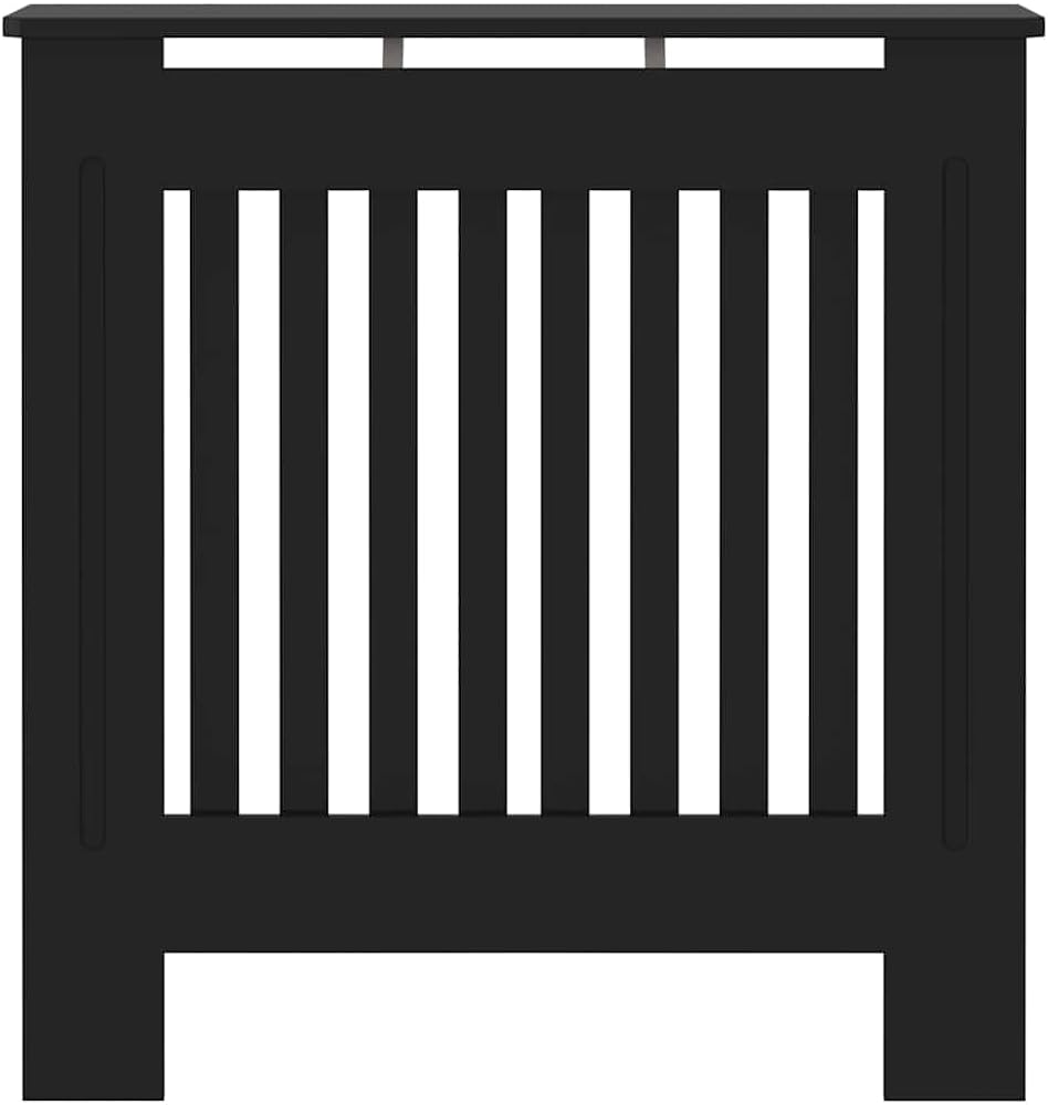 MDF Radiator Cover Black 30.7" with Shelf for Storage and Display, Modern Slatted Design, Durable Engineered Wood, Easy Assembly, Safety Protection for Home