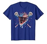 Patriotic American Flag Lacrosse Ice Cream Drip Lax Boys T-Shirt, Youth, Royal Blue, 2T