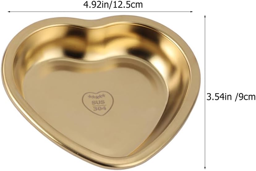 PRETYZOOM Heart Shaped Snack Dish 4-Pack Stainless Steel Appetizer Plates 5X3.54In Reusable Barbecue Food Serving Dishes for Desserts and Sauces