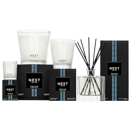 Image of NEST New York Scented Votive Candle, Ocean Mist & Sea Salt - 2 oz - Up to 28-Hour Burn Time - Reusable Glass Vessel