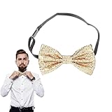 louuuou Bow Ties For men, Gold Bow Tie Clip On Bow Tie For Men Adjustable Pre Tied Glitter Bows Clip Party Performance Festive Christmas Accessories For Mens And Boys party Dance Show