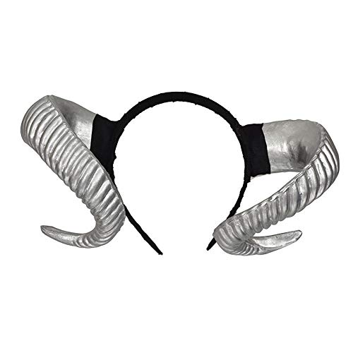 Hosfairy 1Pcs Halloween Sheep Horn Headband Horn Hair Hoop Hairband Costume Accessory for Halloween Easter Party Cosplay Headpiece Photo Props (Silver)