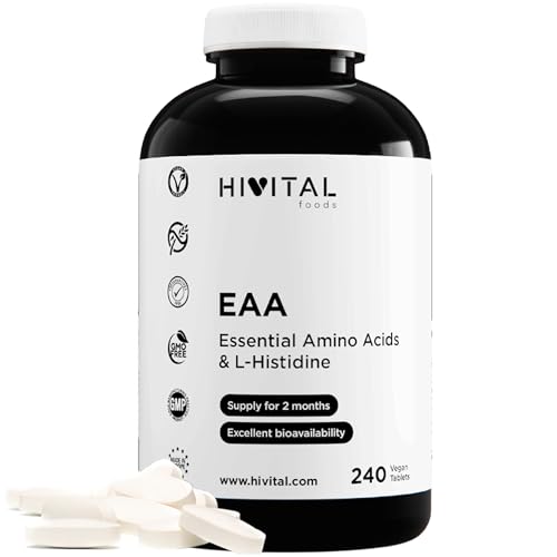 EAA Aminoácidos Esenciales. 240 comprimidos veganos para 2 meses ...