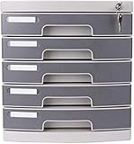 WANGJISSA Horizontal 5-Drawer File Cabinet with Lock, Tissue Gray Storage Unit for Home Office, Filing & Organization, Bookshelf, 30.2x39.5x32.5cm