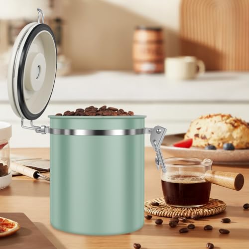 2PCS Coffee Storage Canister 1.5L 51OZ Double Airtight Coffee Beans Container with Date Locator 304 Stainless Steel Kitchen Food Storage Container with Spoon For Coffee Beans Grounds Tea Sugar by TKSDWBLTY - Image 9