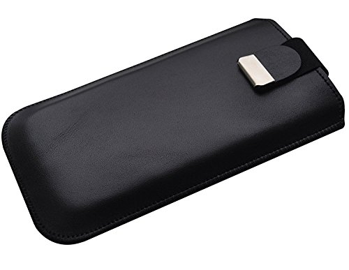 Donaway iPhone SE(Older Version) Black Genuine Leather Case Padded Cover Lined Sleeve Shell