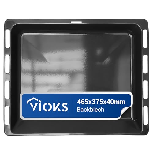 VIOKS Teglia da forno, 46 x 37 x 4 cm, ricambio per Bosch Siemеns Neff Constructa HEZ432002 00742586, teglia da forno profonda, teglia smaltata per forno, forno e forno