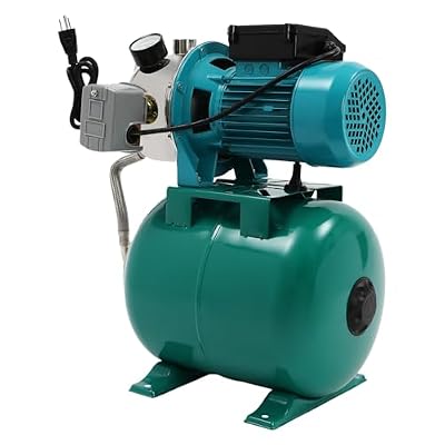 1.6HP Shallow Well Pump with Pressure Tank, Max Head 158FT, 900GPH Stainless Steel Irrigation Pump with Pressure Switch, Automatic Water Booster Jet Pumps for Garden, Lawn, Home, Farm