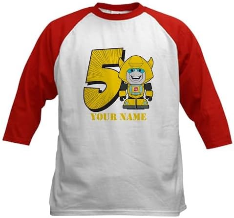 CafePress Custom Personalized Transformers 5 Bumblebee Pers Kids Baseball Jersey Kids Cotton, 3/4 Raglan Sleeve Shirt