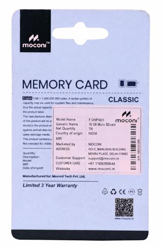 Image of 16GB Memory Card Grade A1 Class 10, Up to 30 Mbps Reading & 60 Mbps Writing Speed with High Performance of Data Transfer (16, GB)