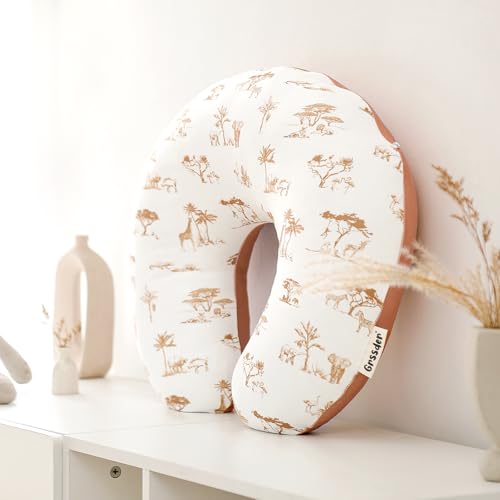 Image of GRSSDER Nursing Pillow Cover Stretchy Minky Removable Nursing Covers for Breastfeeding Pillows, Ultra Soft Comfortable Slipcover for Boy and Girls, Stylish Elk Animals Pattern