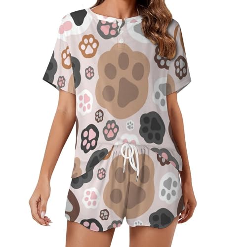 Ensemble de pyjama pour femme manches courtes et vêtement de nuit été léger sleepwear