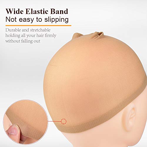 MORGLES Wig Caps, 20 Pcs Stocking Stretchy Nylon Nude Wig Caps For Women Man Light Brown