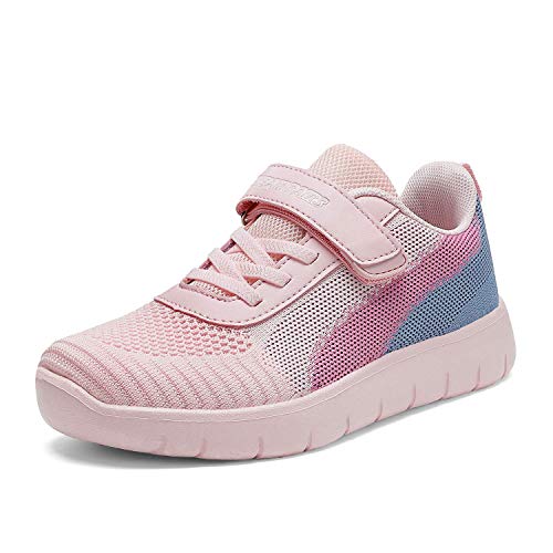 DREAM PAIRS Boys Girls Shoes Kids Tennis EZ-Ons MagicZips Athletic Running Walking Barefoot Zero Drop Sneakers 10 Toddler Pink/Grey/Blue