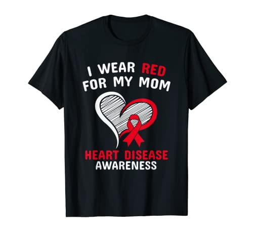 Llevo Rojo Para Mi Mamá Conciencia Enfermedades del Corazón CHD Mamá Camiseta