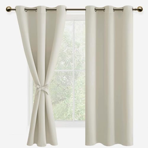 DWCN Blackout Curtains for Living Room, Ivory, 42 x 63 Inch, Set of 2 Panel