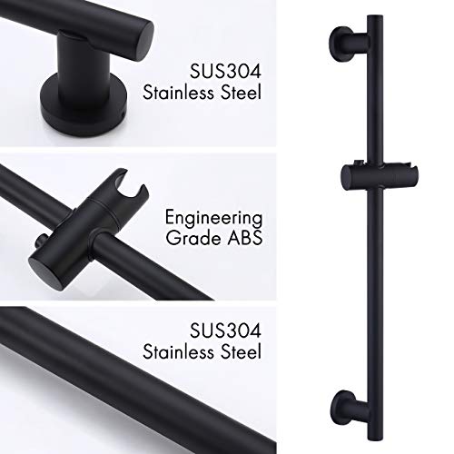 Kes Shower Slide Bar For Bathroom With Adjustable Handheld Shower Holder Wall Mount Sus 304 Stainless Steel Matte Black, F204-Bk #TOP4