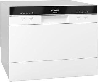 Bomann, Compact Dishwasher TSG7405-White, 6 Levels, 5 Washing Programs, LED Indicators, Automatic Open, Overflow Safety, 43.7 x 55 x 50 cm, 20 kg, Energy Saving