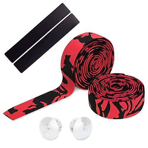 2 Set Bike Handlebar Tape For Road Mountain Bikes(Red Black) #TOP5