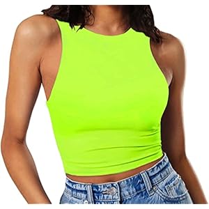 Artfish Women’s Sleeveless Cropped Shirts High Neck Stretchy Fitted Basic Crop Tank Top