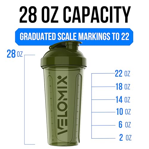 Image of VELOMIX -2 Pack- 28 oz Protein Shaker Bottles for Protein Mixes - 2x Wire Whisk | Leak Proof Shaker Cups for Protein Shakes and Pre Workout | Protein Shaker Bottle Pack (A9) Green /Black