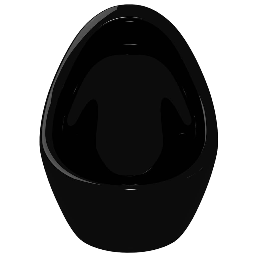 Urinario de pared de cerámica negra con válvula de descarga y desagüe, 33 x 31 x 48 cm para baño, aseo de invitados y comercio, fácil montaje en pared, higiénico, duradero