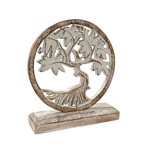 Estatua decorativa de madera tallada árbol de la vida miniatura 3