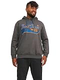 Sudadera con Capucha JACK&JONES Talla Grande Estampado de Logo Sudadera con Capucha JJELOGO, Color:Gris Oscuro, Talla Sudadera:7XL