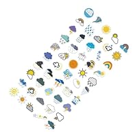 Toyvian 50pcs Weather Symbol Stickers for Phone Cases Laptops Water Bottles Cartoon Kawaii Decals for Scrapbooking Luggage Skateboards Outdoor DIY Decor