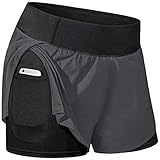 Tennisrock mit Innenhose Laufrock mit Leggins Tennis Skort Damen mit Balltasche Golf Skort Sport Skirt Hosenrock Hohe Taille Rock Sportrock Minirock für Tennis Golf Yoga Running Hockey Hosenrock Grün