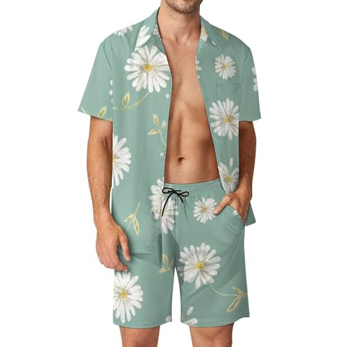 Chemise Hawaïenne Hommes Ensemble 2 Pièces Short et Pantalon d'Été