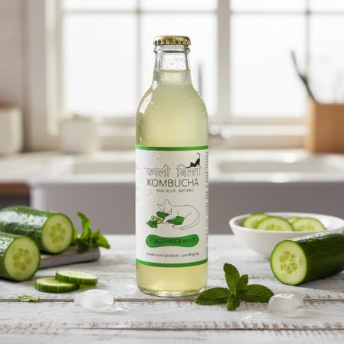 Image of KAALI BILLI Kombucha Cucumber Mint, Pack of 2 | Fermented Tea, All Natural, Gut Healthy Drink | 2 x 250ml | Vegan, Preservative free, Low calorie, Low sugar