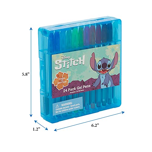 Disney Lilo and Stitch Gel Pen Set for Kids, 24 Pack with Glitter Gel Pens, Cute Pens for Girls and Boy