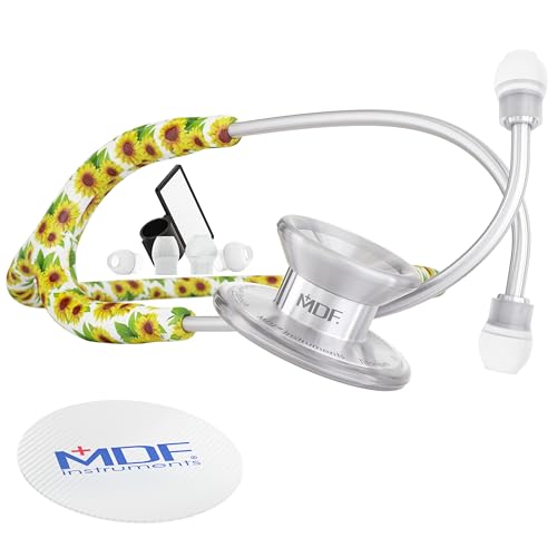 Image of MDF Instruments MD One Epoch Lightweight Titanium Stethoscope, Adult, Sunflower Tube, Brushed Chestpieces-Headset, MDF777TF