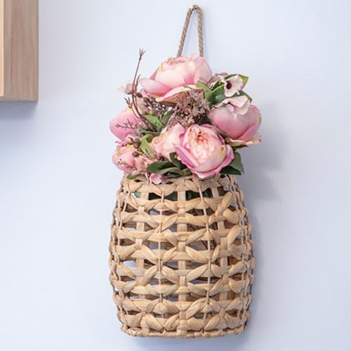 Panier de fleurs naturelles suspendu en osier pour rangement mural - 3