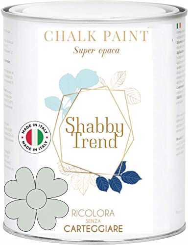 GENERICO SHABBY TREND® CHALK PAINT Pittura Shabby Chic Vintage Mobili Pareti Extra Opaca 120 VARIANTI (375ml, GRIGIO POLVERE)