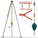 Heavy Duty Confined Space Rescue Tripod for Safety Managers, 1800 LBS Aluminum Tripod with Self-Locking Winch, Anti-Slip Feet & Anti-Spread Chain Restraint for Stable Manhole, Sewer, Utility Access
